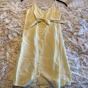 Yellow tie in front button down sundress